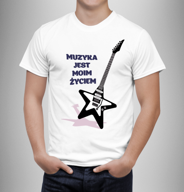Koszulka dla gitarzysty Muzyka jest moim życiem