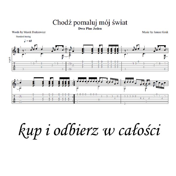 Nuty i tabulatura Chodź pomaluj mój świat - obrazek 2